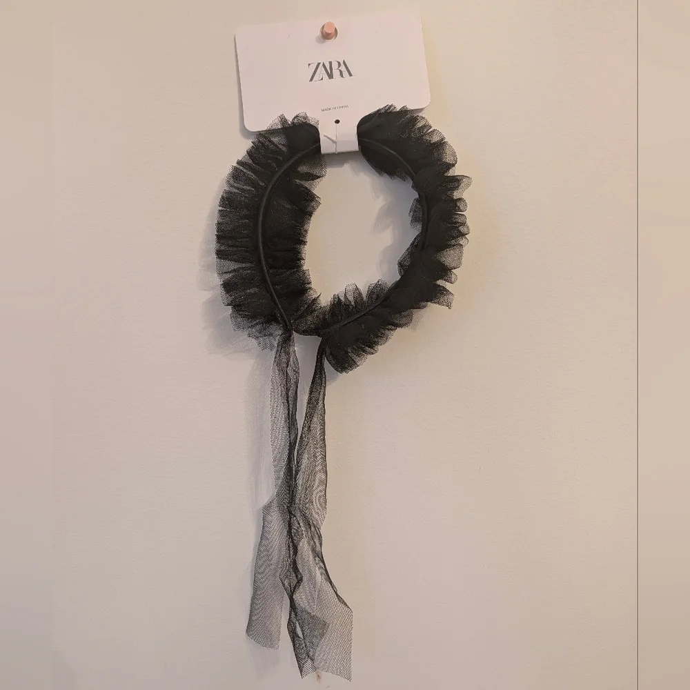 Zara Whimsigoth Black Ruffle Headband New